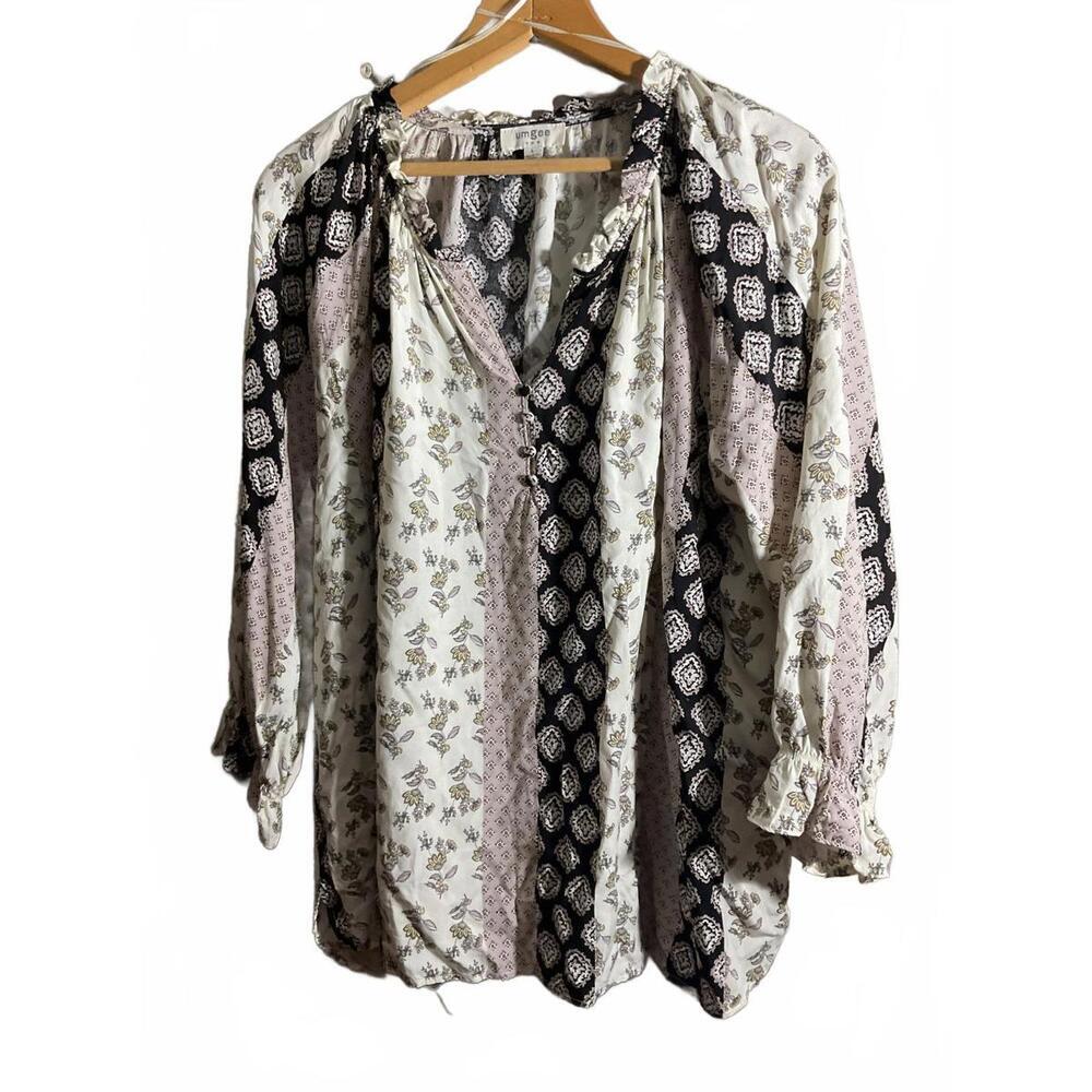 Umgee Bohemian Floral Print Blouse - Stylish and Versatile Large